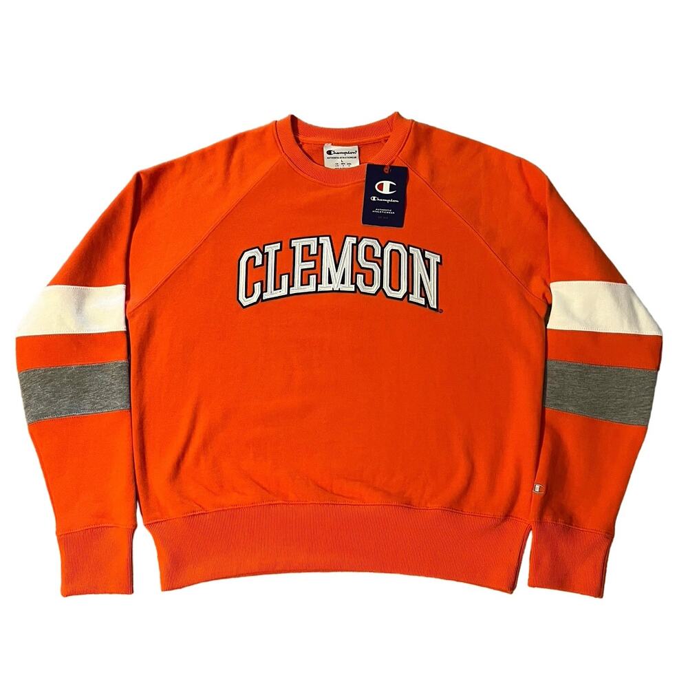 Clemson Super Fan Blocked Sleeve Sweatshirt Orange L
